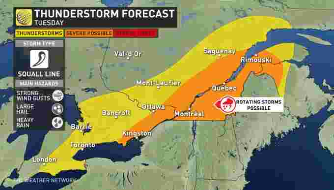 The Climate Community – Thunderstorms push via jap Ontario, Quebec, probability for rotating storms